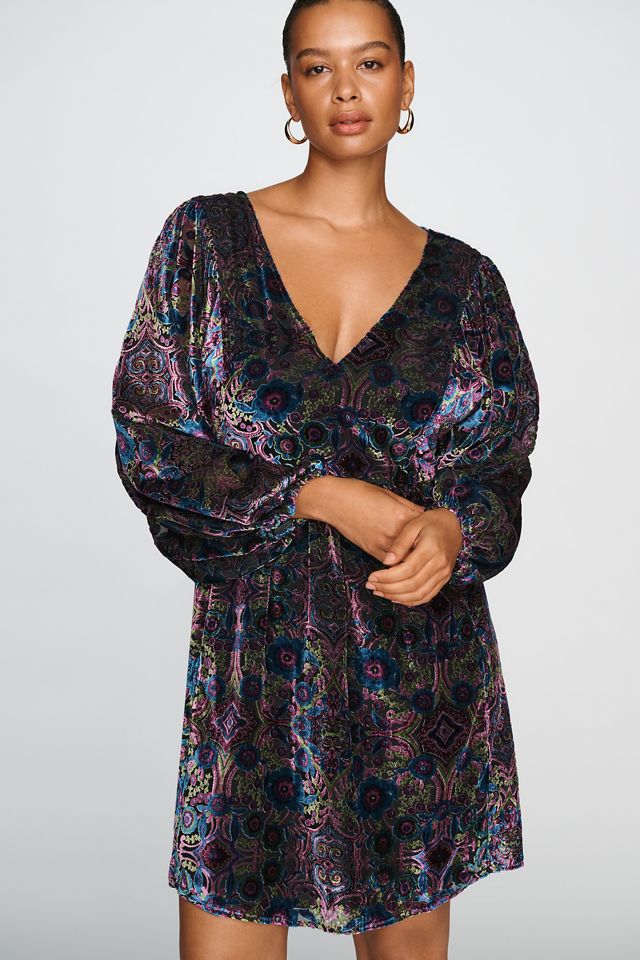 By Anthropologie Burnout Velvet Mini Dress #3
