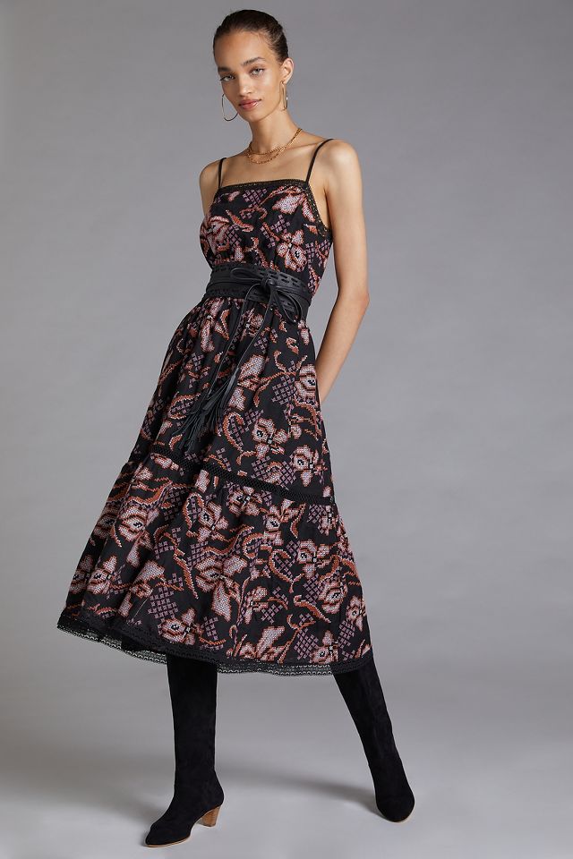 Anthropologie black embroidered outlet dress