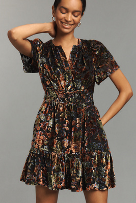 The Somerset Collection By Anthropologie The Somerset Mini Dress: Velvet Edition In Multi
