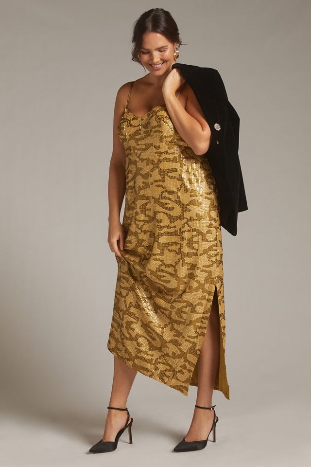 Sequined Slip Midi Dress | Anthropologie
