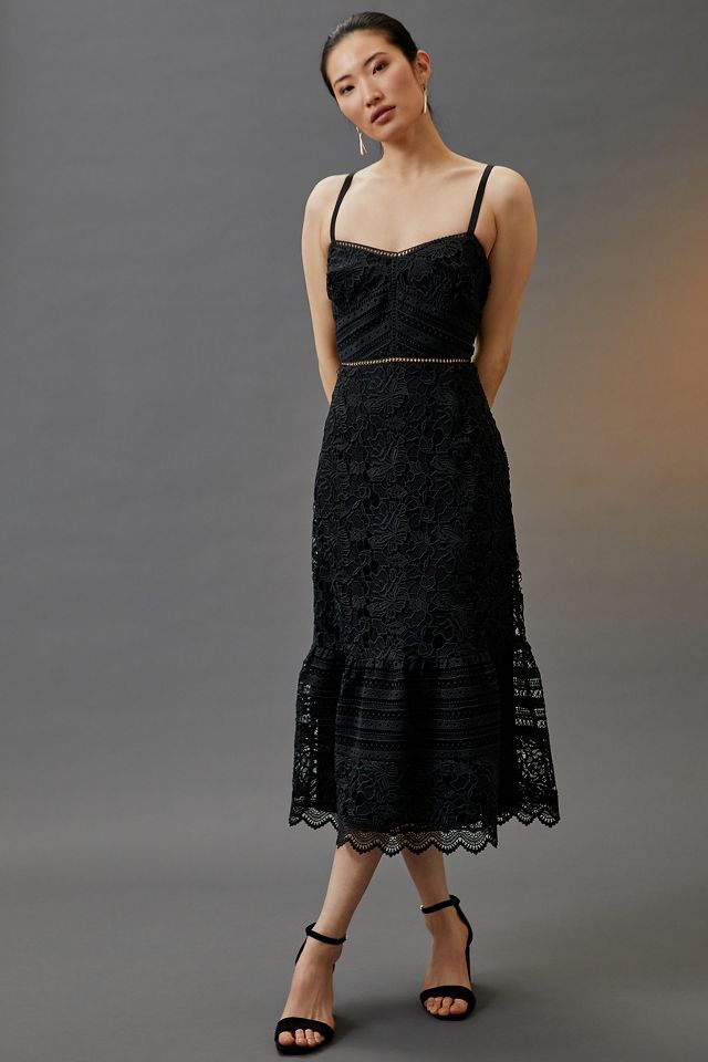 by anthropologie slim lace maxi dress