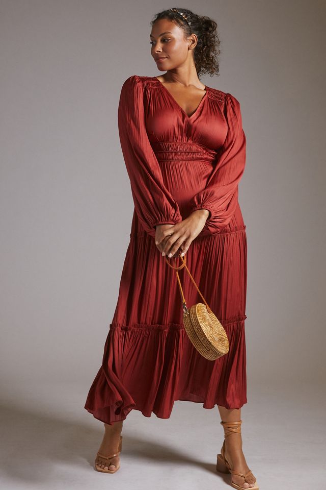 anthropologie v neck tiered maxi dress Farm Rio Printed V-Neck Tiered Maxi Dress