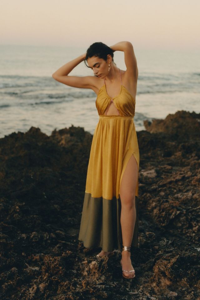 Anthropologie yellow outlet dress