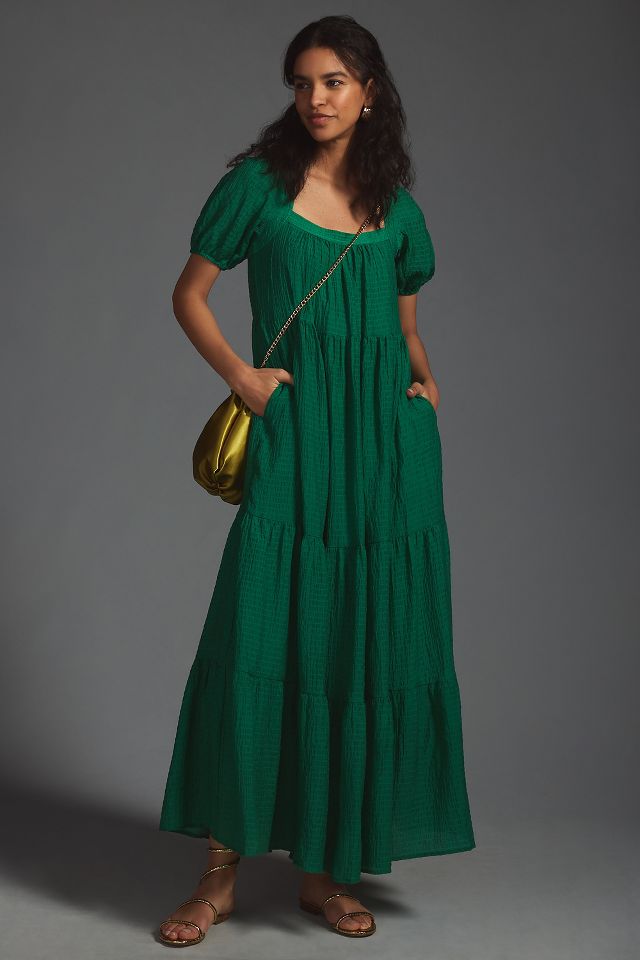 Anthropologie green shop maxi dress