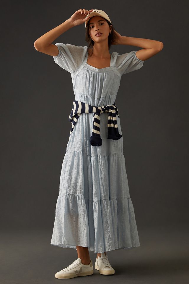 By Anthropologie Tiered Puff-Sleeve Maxi Dress