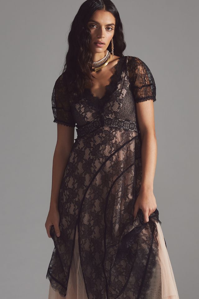 Lace tulle shop maxi dress