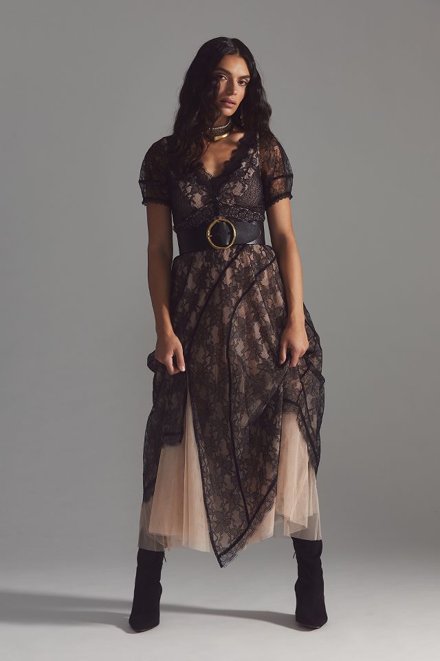 tulle lace maxi dress