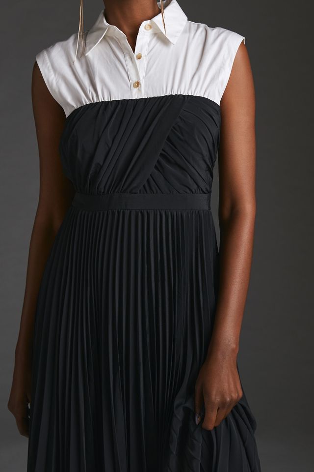 Maeve Pleated Twofer Midi Shirt Dress | Anthropologie