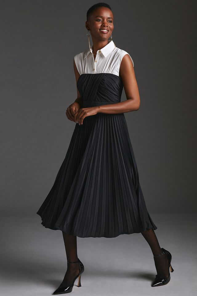 Maeve Pleated Twofer Midi Shirt Dress Anthropologie