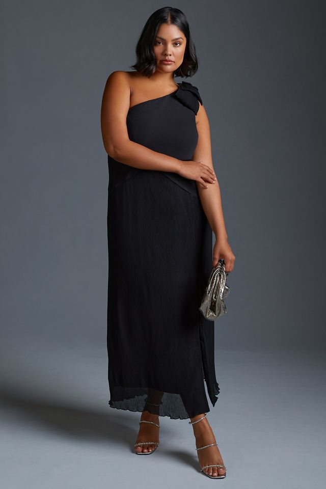 ivy pleated one shoulder dress Lavirea  Sculpted pleats  One-shoulder midi dress