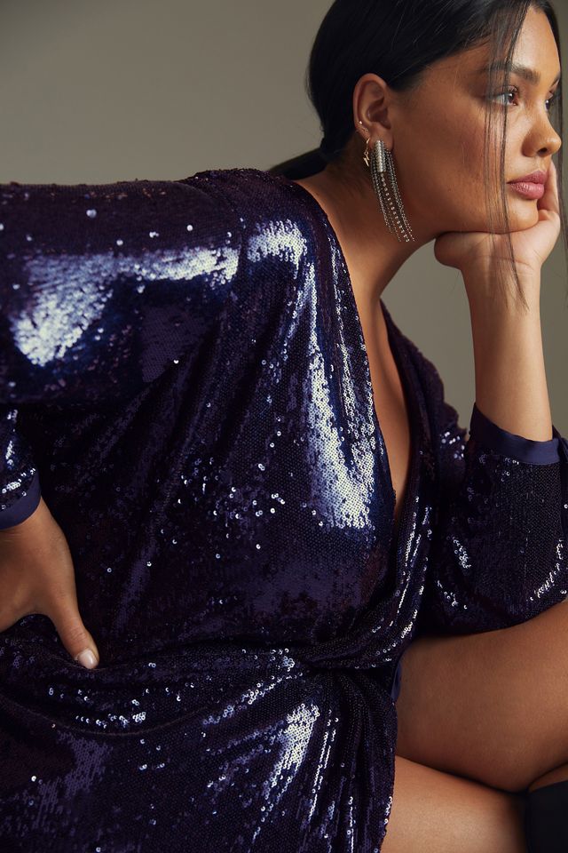 By Anthropologie Twist-Front Sequin Dress #5