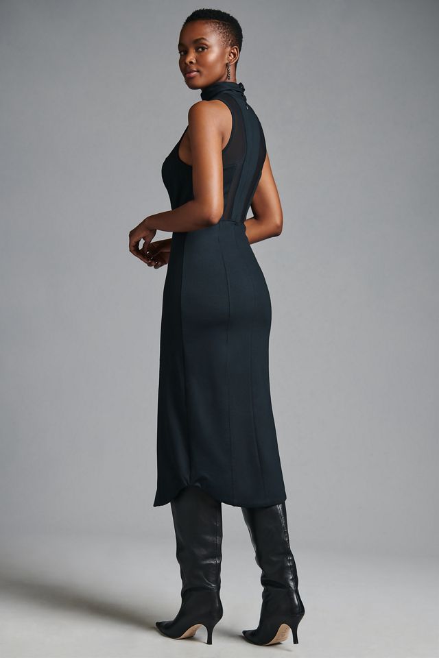 maeve sheer side-slit dress Anthropologie Maeve Sheer Side Slit Dress Body Con Size S Black
