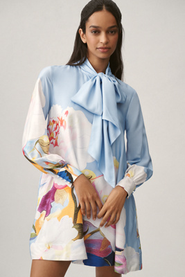 MAEVE THE CAROLINE TIE-NECK MINI DRESS BY MAEVE 