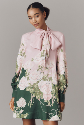 Maeve The Caroline Tie-neck Mini Dress By  In Pink