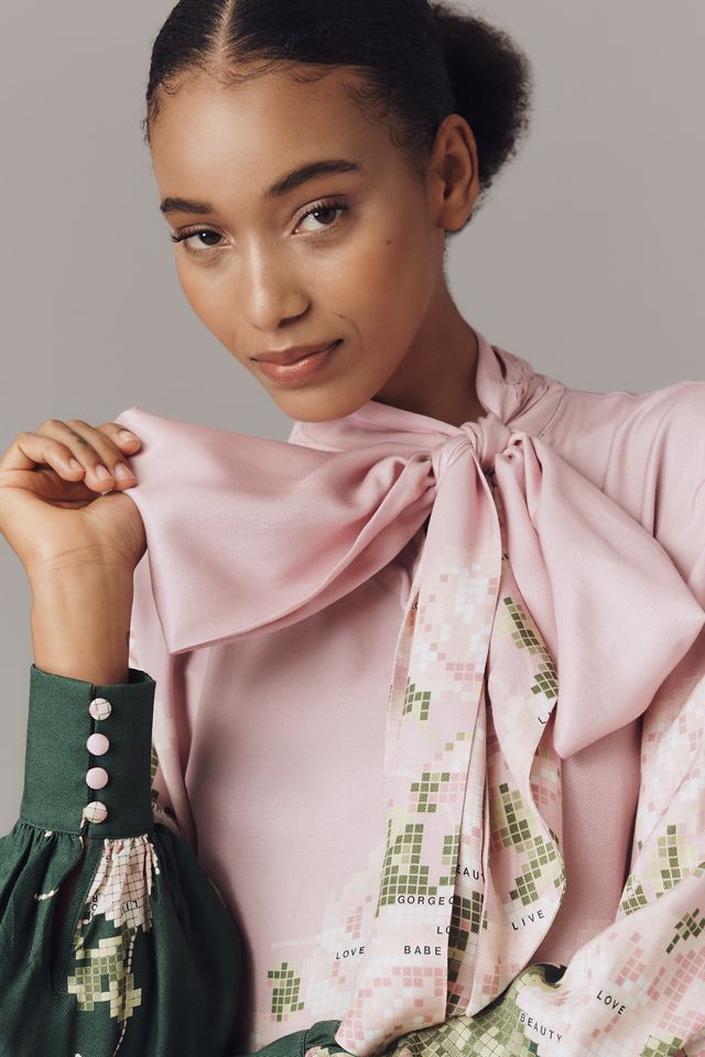 The Caroline Tie-Neck Mini Dress by Maeve #1