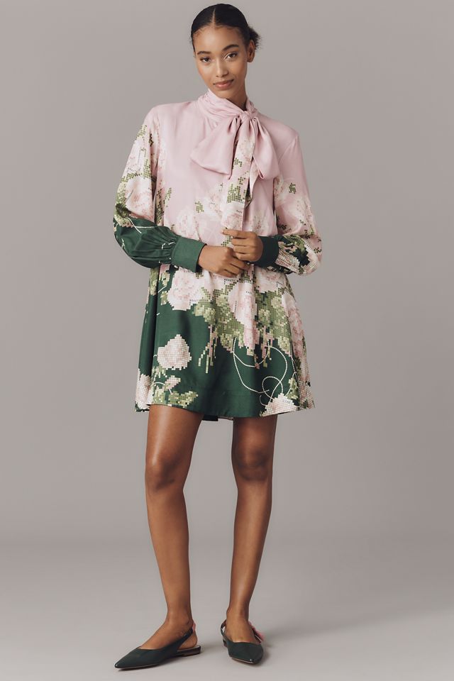 The Caroline Tie-Neck Mini Dress by Maeve #3