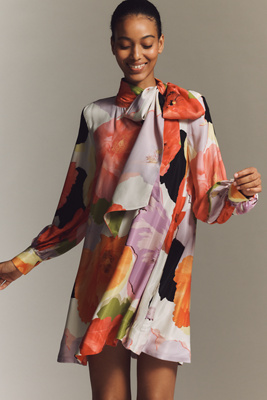 The Caroline Tie-Neck Mini Dress by Maeve