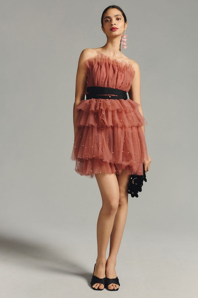 Maeve Tiered Strapless Tulle Dress #2
