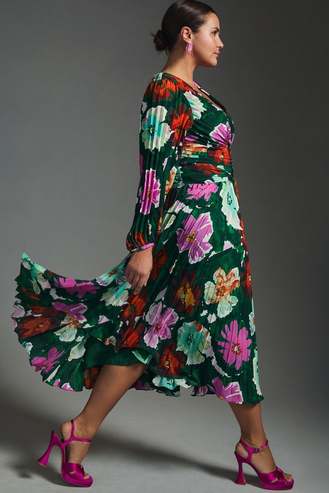 By Anthropologie abito plissettati con scollo a V #7