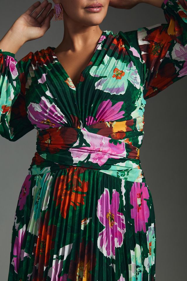 By Anthropologie abito plissettati con scollo a V #8