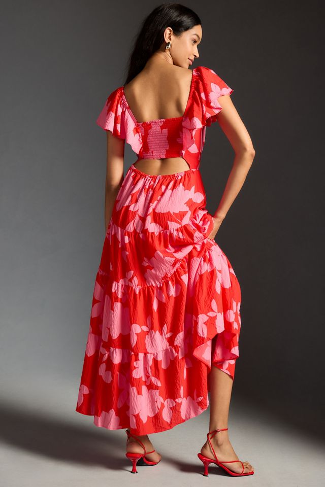 Por Anthropologie vestido de manga de aleteo escalonado #5