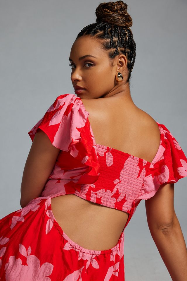 Por Anthropologie vestido de manga de aleteo escalonado #1