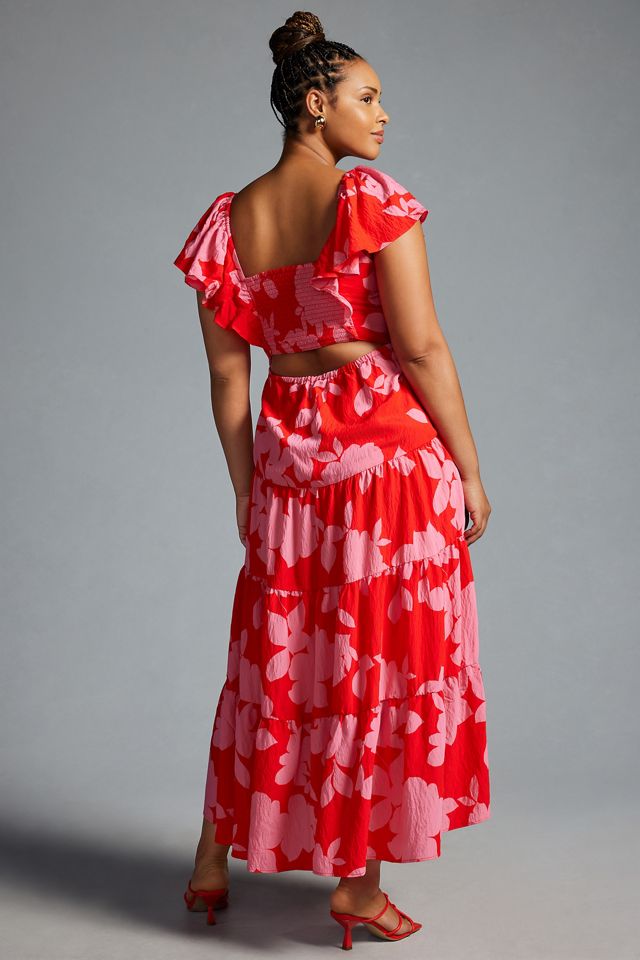 Por Anthropologie vestido de manga de aleteo escalonado #2