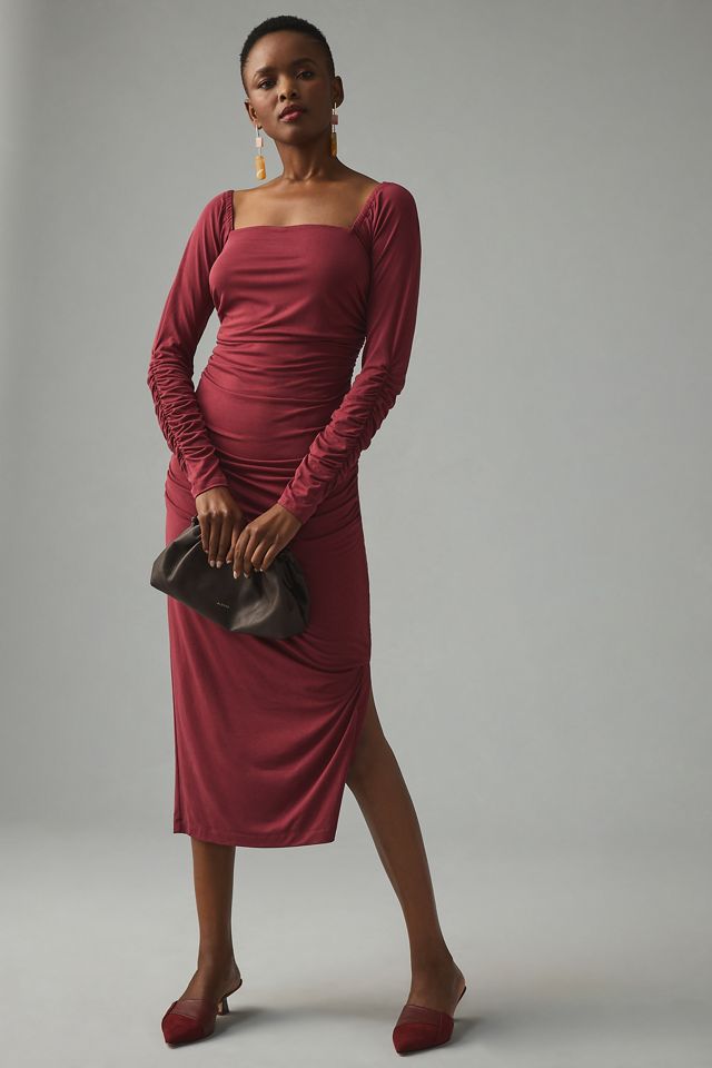 By Anthropologie Ruched Square-Neck Dress #1