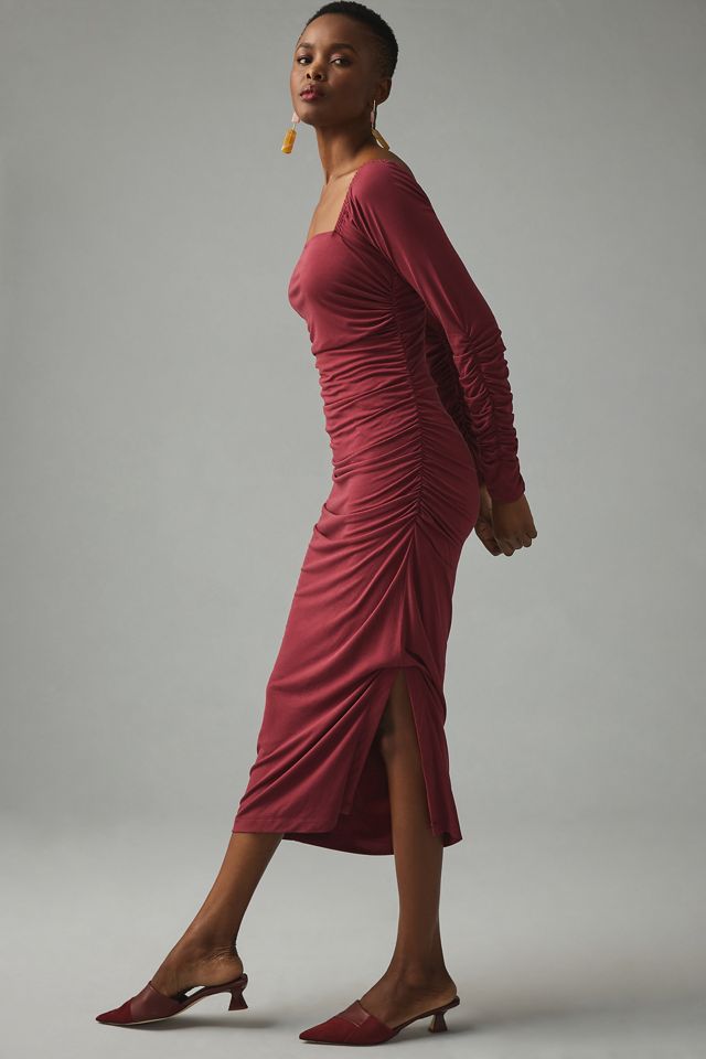 By Anthropologie Ruched Square-Neck Dress #4