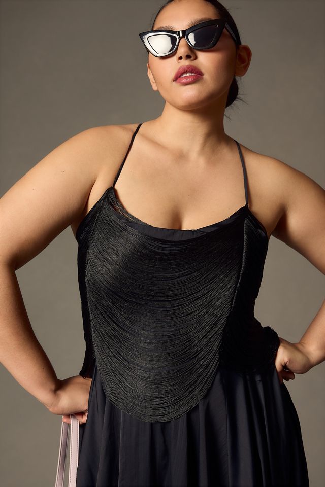 By Anthropologie Fringe Bodice Midi Dress #7