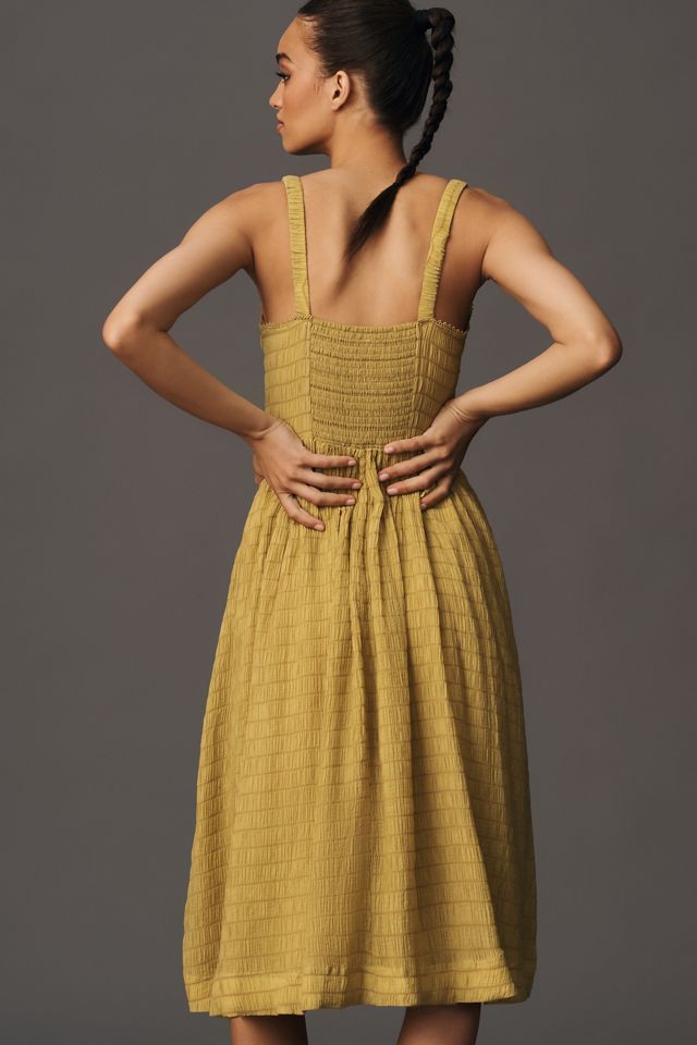 By Anthropologie Textured Smocked Midi Dress #1