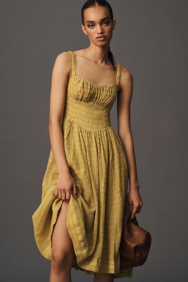 By Anthropologie Textured Smocked Midi Dress #2