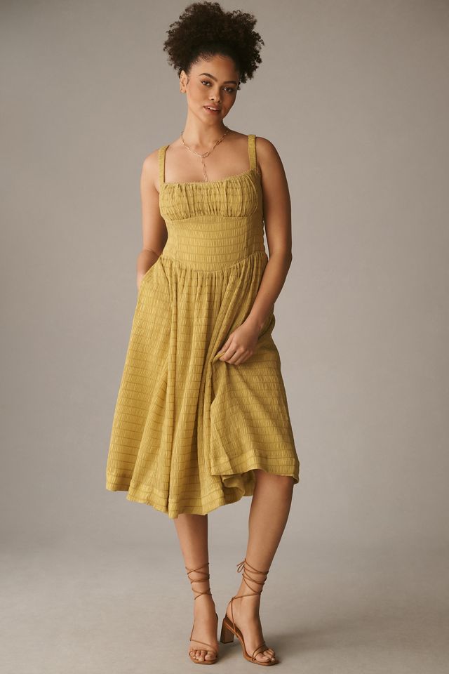 By Anthropologie Textured Smocked Midi Dress #4