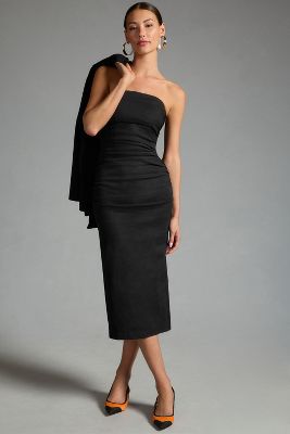 By Anthropologie Slim Strapless Ruched Dress In Black