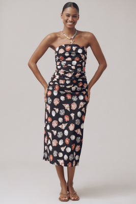 By Anthropologie The Soleil Slim Strapless Ruched Dress: Magic Fabric Edition