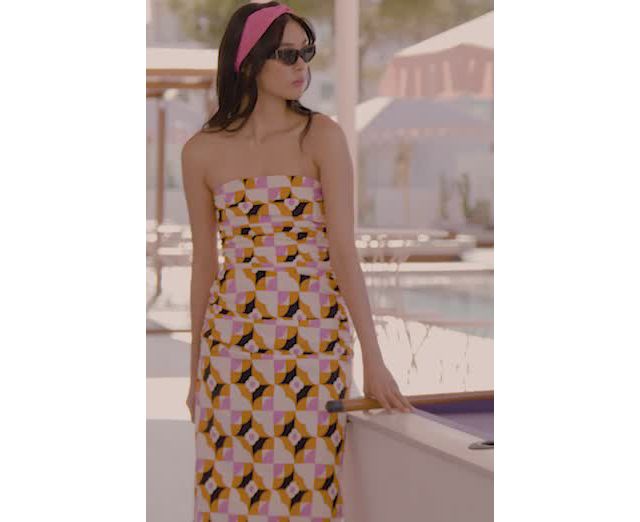 by anthropologie slim strapless ruched dress The Soleil Slim Strapless Ruched Mesh Dress