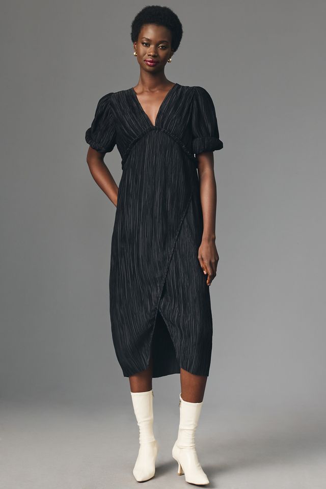By Anthropologie V-Neck Pleated Slim Midi Dress #2