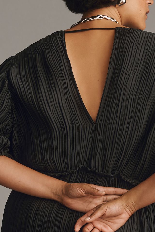 By Anthropologie V-Neck Pleated Slim Midi Dress #4