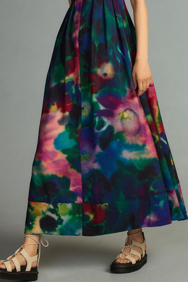 By Anthropologie Printed V-Neck Pleated A-Line Dress #2