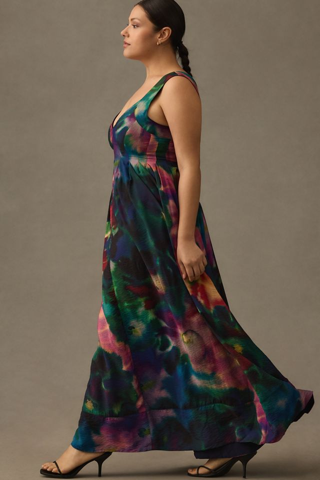 By Anthropologie Printed V-Neck Pleated A-Line Dress #7