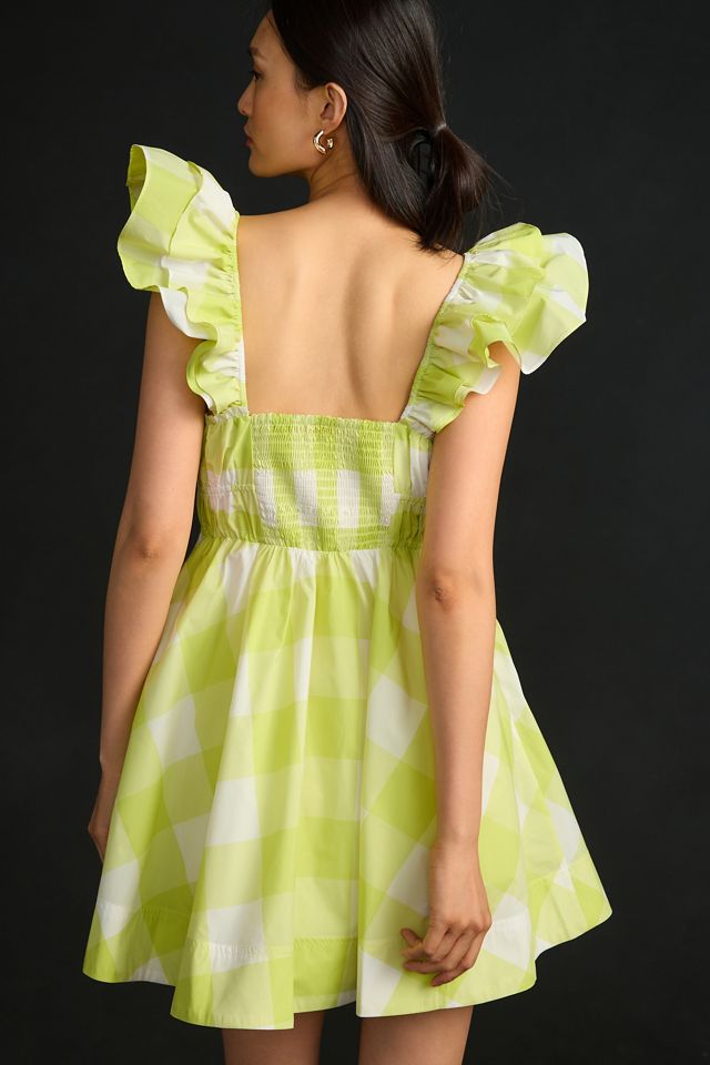Maeve Square-Neck Flutter-Sleeve Shirred Dress #1