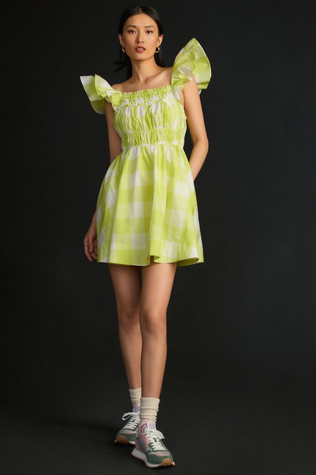 Maeve Square-Neck Flutter-Sleeve Shirred Dress #2