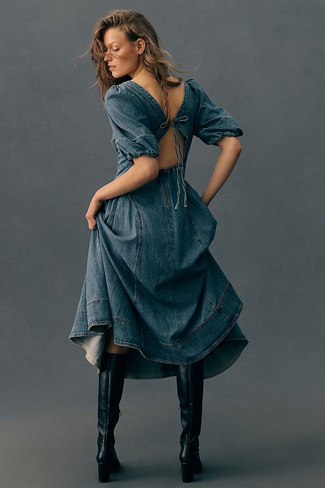 anthropologie denim dress Pilcro V-Neck This denim midi dress does it all Pilcro by Anthropologie denim dress