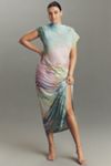The Maya Ruched Cowl-Neck Dress: Mesh Edition