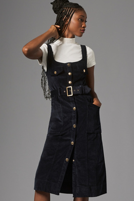 By Anthropologie Corduroy Slim Pinafore Midi Dress | Anthropologie