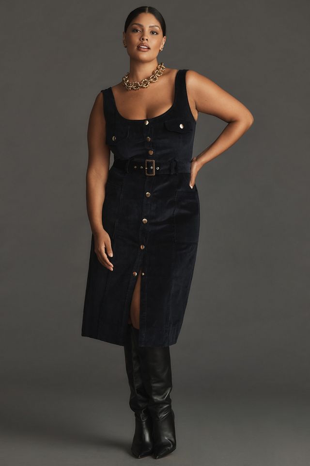 By Anthropologie Corduroy Slim Pinafore Midi Dress | Anthropologie