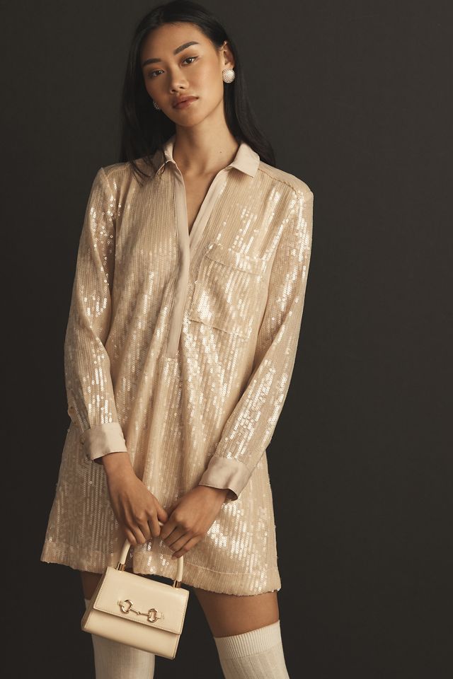 Pilcro Long-Sleeve Sequin Mini Shirt Dress #5
