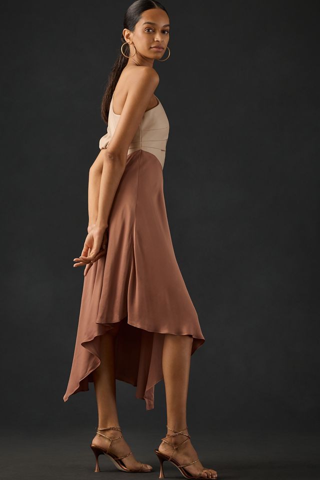 By Anthropologie Faux Leather One-Shoulder Asymmetrical Midi Dress #2