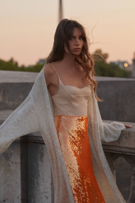 sheer side slit dress anthropologie By Anthropologie Sweetheart Sequin Side-Slit Dress