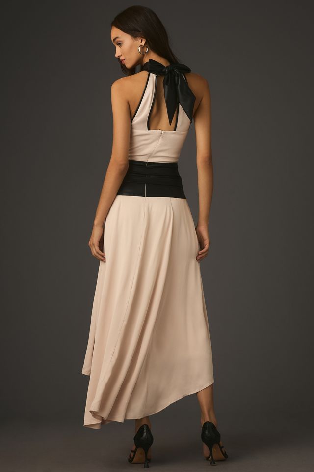 Maeve Draped Tie-Neck Midi Dress #1